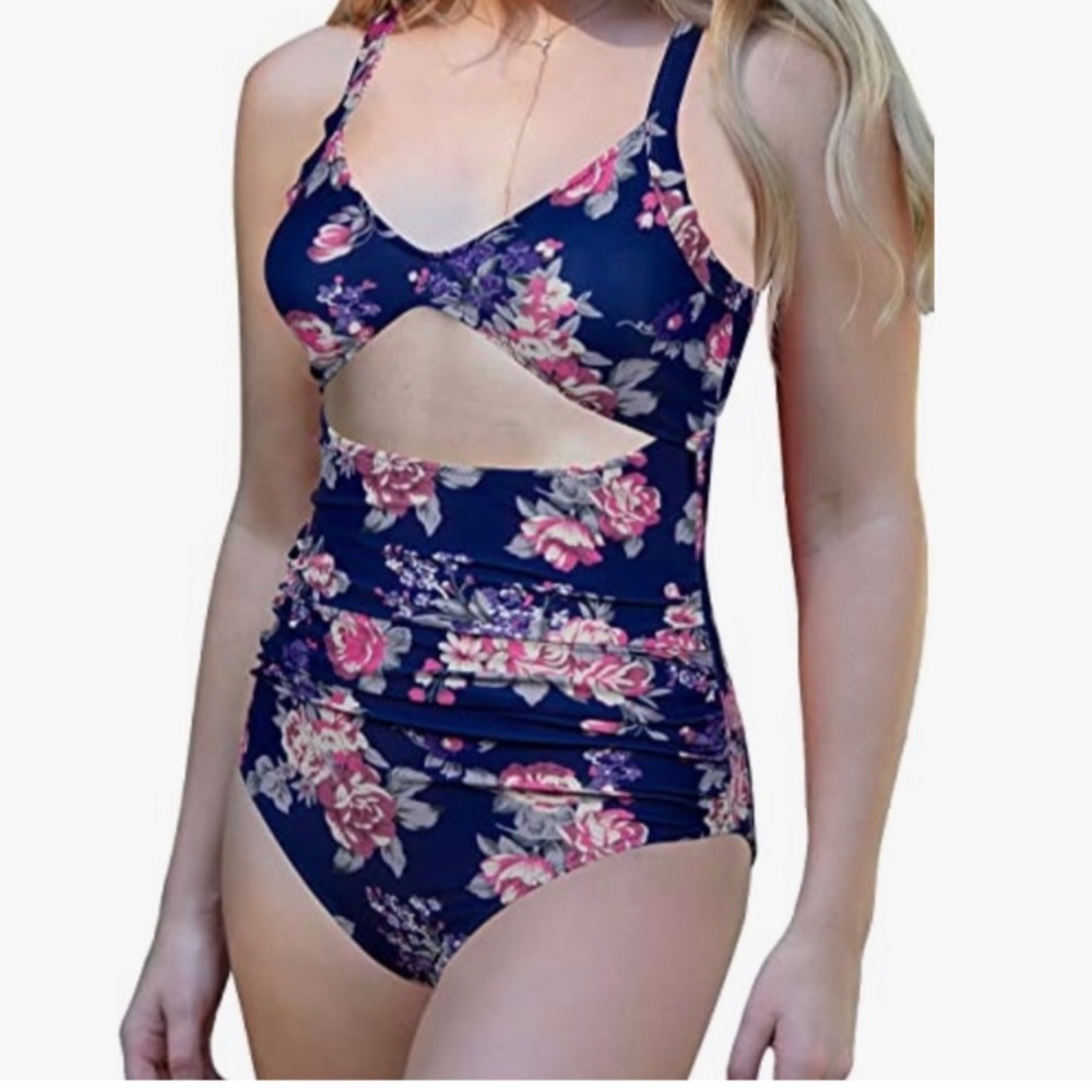 PHURRO Floral Monokini  Cutout Swimsuit